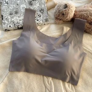 Ice Silk Seamless Womens Sports Bra Wireless Breathable Vest for Girls Middle and High School Students Nylon Fabric One-Piece Underwear