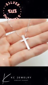 KC Jewelry S925 White Gold Plated Simple Cross Pendant