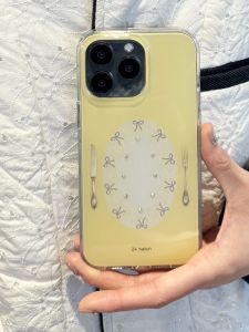 Shiny Butterfly Knot Double Layer TPU Transparent IMD Matte Finish Phone Case Full Protection Anti-Fall for  12-17 Series