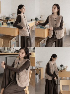 Cantonstory | Áo Khoác Lông Cừu Vintage Hai Mặt Không T Tay