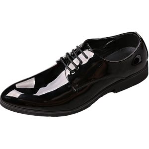 Black Bright Skin Casual Youth Groom Wedding Shoes Formal Wear
