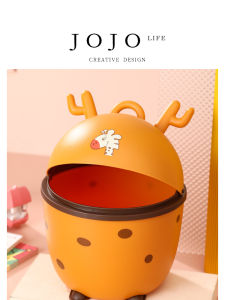 Cartoon Deer Design Multi-Functional Desktop Trash Can Small Storage Bucket Mr. Grocery Brand Home Cleaning Tool