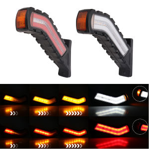 KEVANLY | 2pcs 12V 24V Trailer Truck Position Clearance Lights LED Side Marker Lamp Water Flowing Auto Signal Light Bar White Red Amber