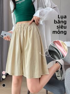 YAMIANNV | High Waist Ice Silk Drapey Wide Leg Short Pants For Plus Size Women Summer Street Style Nylon Spandex Blend Comfortable Fit