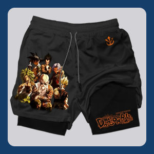 Bandai | 2025 Dragon Ball Anime Peripheral GOKU Printed Double-layer Shorts American Sports Mens Summer Loose Breathable Pants