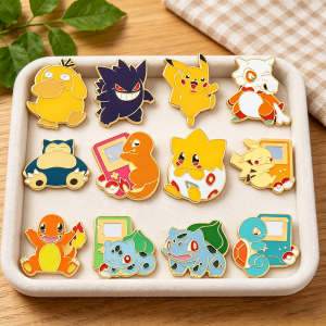 Bandai | Anime Inspired Pocket Monster Enamel Pins Cute Cartoon Creature Lapel Brooches Hard Enamel Collectible Badges for Backpack