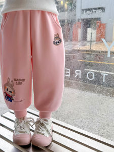 Thickened Fleece Childrens Casual Pants Autumn Winter Style Womens Loose Sports Trousers High Waist Elastic Cotton Kids Clothes