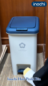 Inochi Hiro Rectangular Pedal Bin 15L – Dual-Mode Antibacterial Trash Can with Lid and Bag Hook
