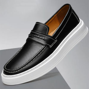 NUDANLAI | Genuine Leather Breathable Slip-On British Style Height Increasing Soft Sole Loafers