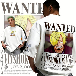 Bandai | 2026 Summer One Piece Vinsmoke Sanji Wanted Print Vintage Cotton Short Sleeve T-Shirt Adult Kids Casual Sport Top Anime Fans