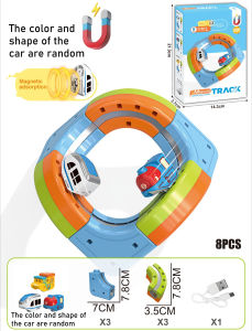 DIY Cube Track Electric Magnetic 3D Tracks Train for Kids Cube Trains STEM Montessori Toy Vehicle Gravity Maze Toy Learning Set