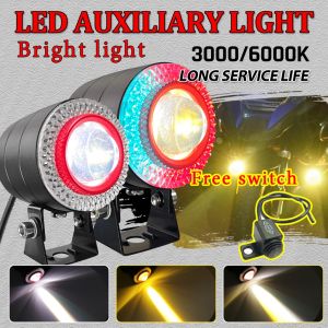 2Pcs Motorcycle Driving Light Pair 30w Super Bright Mini Colorful light Fog light Spot Headlamp