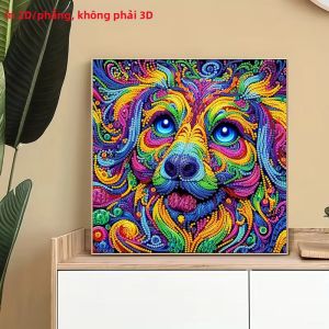 Tranh Kim Cương 2D Họa Tiết Động Vật Khung Tranh Phẳng Không Viền Kim Cương Tròn & Hình Dạng Đặc Biệt Dùng Trang Trí Văn Phòng & Phòng Khách