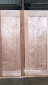 Goodoor Pintu Utama Kayu Meranti Semi Solid Double Leaves Door SRD20D | 67x 83 |Pintu Rumah | Pintu Utama