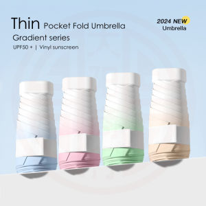 UV Mini Pocket Umbrella Gradient Color Sun Umbrella Flat Six-Fold Umbrella Black Glue Sunscreen Anti-Ultraviolet Umbrella Folding Mouth Bag Umbrella Wind Resistant Capsule Umbrella Quick Drying