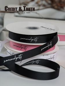 1.5cm Fate Letter Decorative Flower Printing Ribbon Spring Color Fate Ribbon Packaging Floral Decoration Flower Shop