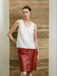 Wrinkled Feel Dry Silk Blend Sleeveless Top