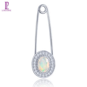 Lohaspie Jewelry Real Solid Sterling Silver 925 Brooch Original Natural Opal Rhodolite Garnet Brooch Oval Cut Gemstone Opal Birthstone Brooch For Women Silver 925 Jewelry