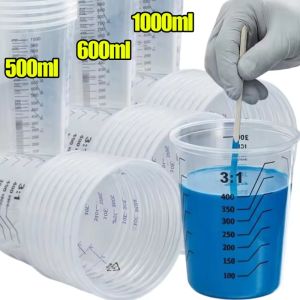 1000ml Disposable Clear Plastic Mixing Cup With Double-sided Scale For Paint Resin Epoxy Liquids Measuring Cups