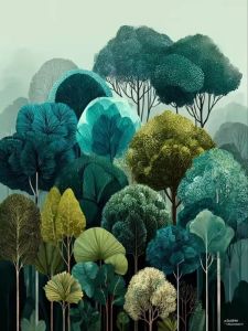 Bandai | Oil Painting by Number Kit Tree Landscape Scenery Art Canvas Wall Art for Adults DIY Home Decor Gift