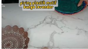 4 lusin / 48 pcs Piring MOTIF bunga lavender Rotan Plastik Buah 22 cm