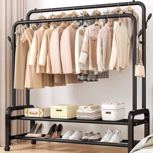 Foldable Double Rod Clothes Rack