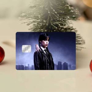 KULECHAOWAN | Movie TV Play Wednesday Anime Cartoon Bear Skin Sticker Film Tape Case for Big Credit Debit Card Front Side