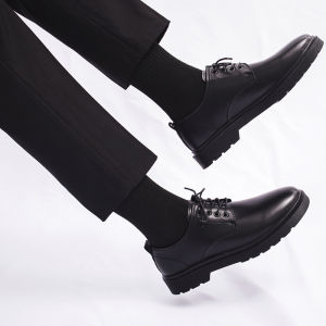 Black Business Dress Lace-up Shoes with Hidden Heel