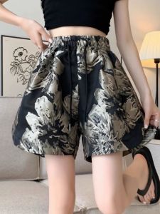 Ice Silk Wide Leg Short Pants Womens Summer Thin Small Loose High Waist Straight A-Line Hot Pants Casual Sports Shorts