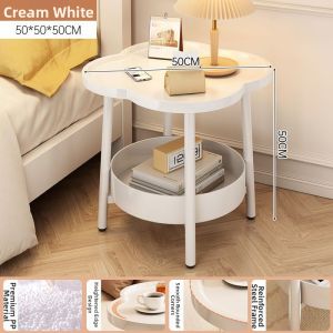 Movable Cremy Style 4-leaf Clover Design Bedside Table
