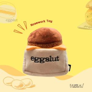 BITEME KOREA ของเล่นสุนัข รูปเบิร์เกอร์โนสเวิร์ค Fairfax Burger บีบ ฝึกทักษะการค้นหา