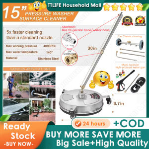 👍มีในสต็อก👍กับล้ออุปกรณ์ทำความสะอาดพื้นผิวเครื่องฉีดน้ำแรงดันสูงสูง15นิ้ว4000 PSI หัวต่อคอมพิวเตอร์โครงโลหะสแตนเลส + 1/4 "แปรงที่ถูพื้นยืดหยุ่นและน้ำหนักเบาสำหรับทำความสะอาดพื้นอุปกรณ์ฉีดน้ำล้างกระจกรถยนต์พลังงาน: 2ไม้กายสิทธิ์ขยาย2หัวฉีดเปลี่ยน