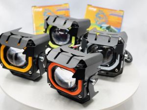 70W ini Angel Eye Bulbs Led Light Motorcycle Spotlights Large Aperture LED Fog Light Spot Lamps Motorbike Driving Lights Bulb Orange Waterproof