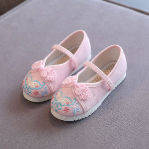 Old Beijing the Han-Style Clothing Shoes Girl Chinese Style Spring Dancing Shoes Childrens Cloth Shoes Archaistic Ancient Costume Handmade Embroidered Shoes