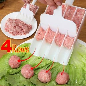 1/4Rows Creative Plastic Meatball Maker Set Fried Fish Beaf Meat Making Balls Mold Kitchen Gadgets Cooking Accessories