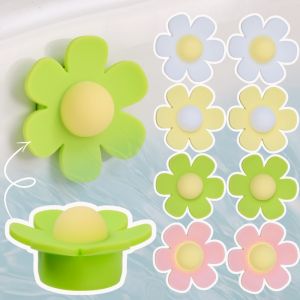 2/4Pcs Silicone Flower Sink Overflow Hole Plug Bathtub Overflow Seal Cover Sink Drain Stopper Replacement Insect-proof Anti-Drip Wash Basin Cap Bathroom Decoration