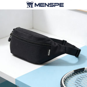 MENSPE Men’s Waist Bag Chest Bag Crossbody Bag Multi-Functional Fitness Bag Three Layer Pocket Design Small Waist Pouch Waterproof Wear-Resistant Waist Bag with Adjustable Strap for Workout Running