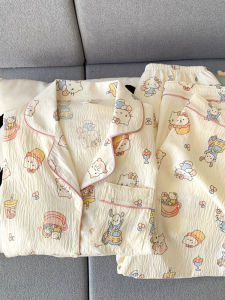 2025 New HelloKitty Pure Cotton Flannel Sleepwear Womens Long Sleeve Home Clothes Summer Cute Cartoon Print Loungewear