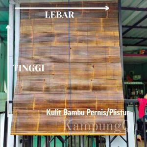 Tirai Kerai Bambu Gulung Outdoor Kulit Tahan Hujan Dan Panas 200x150 Free Katrol Dan Tambang Gulung