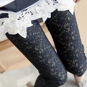 Retro Lace High Waist Hollow out Nine Point Pants Womens Thin Base Layer Pants Spring Summer Autumn Outerwear plus Size