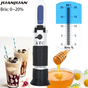 0-20% Handheld Sugar Refractometer Honey Fruit Sugar Solution Brix Optical Concentration Sugar Measuring Instrument with ATC