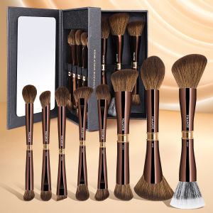 MAANGE Gift Box with Mirror 8 Pcs Dual-ended Makeup Brushes Set Foundation Powder Blush Concealer Highlighter Cosmetics Blending
