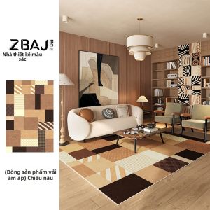 ZHIBAIJIA | Thảm Phong Cách Retro Dopamine cho Phòng Khách và Phòng Ngủ Trẻ Em