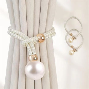 Pearl Curtain Tiebacks Curtain Pearl Tiebacks Decorative Fixings Rope Curtain Tiebacks No Punch Adjustable Pull-outs