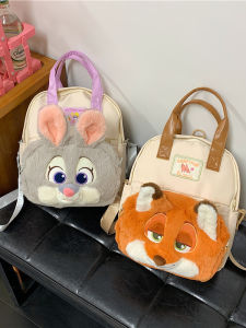 Detachable Double Shoulder Plush Backpack Crossbody Doll Toy Rabbit Police Officer Fox Animal City Stuffed Doll Backpack