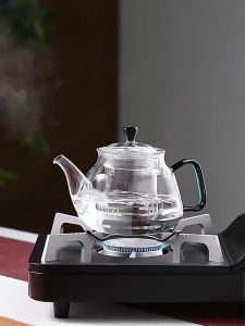 Clear Glass Teapot with Removable Glass Infuser and Lid Loose Leaf Tea Stovetop Microwave & Dishwasher Safe Tea Maker