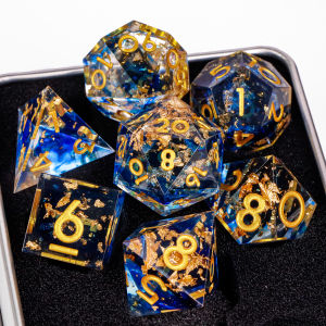 Green Sharp Edge Dice Set Handmade 7 Pcs Dice for Dungeons and Dragons RPG Games RPG Polyhedral Resin Dice d & d dice gift set
