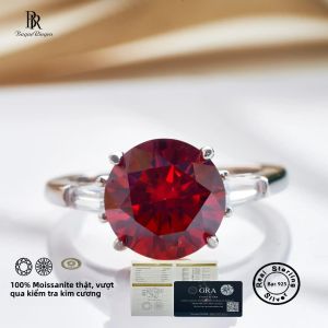 5CT D Màu Đen Moissanite Bạc 925 Nữ Nhẫn Cưới Cổ Điển Đính Hôn Kỷ Niệm Nhẫn Đứng Kim Cương Quà Tặng