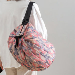 Foldable Shopping Totes Supermarket Nylon Bag Large-capacity Portable Grocery Shoulder Bag Waterproof Outdoor Travel Storage Bag