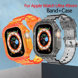 JANSIN Silicone Clear Sport Apple Watch Strap 49mm Crystal Apple Watch Band For Apple Watch Ultra 49mm strap